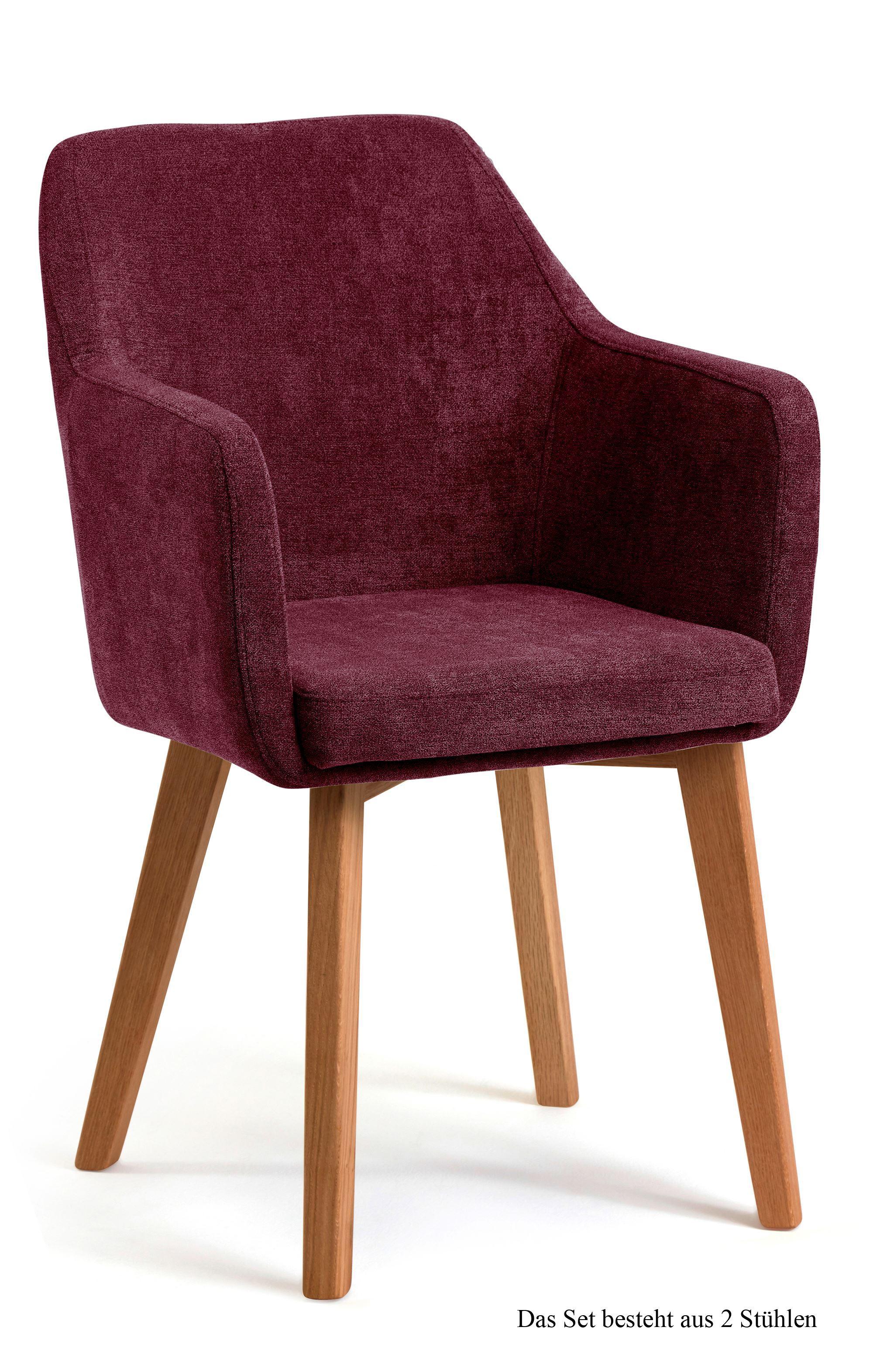 ARMLEHNSTUHL (2er-Set) Darleen 57x87x60 Eiche geölt/Marsala - Eichefarben/Brombeere, Kunststoff (60/87/57cm) - 58aufmkessel