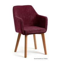 ARMLEHNSTUHL (2er-Set) Darleen 57x87x60 Eiche geölt/Marsala - Eichefarben/Brombeere, Kunststoff (60/87/57cm) - 58aufmkessel