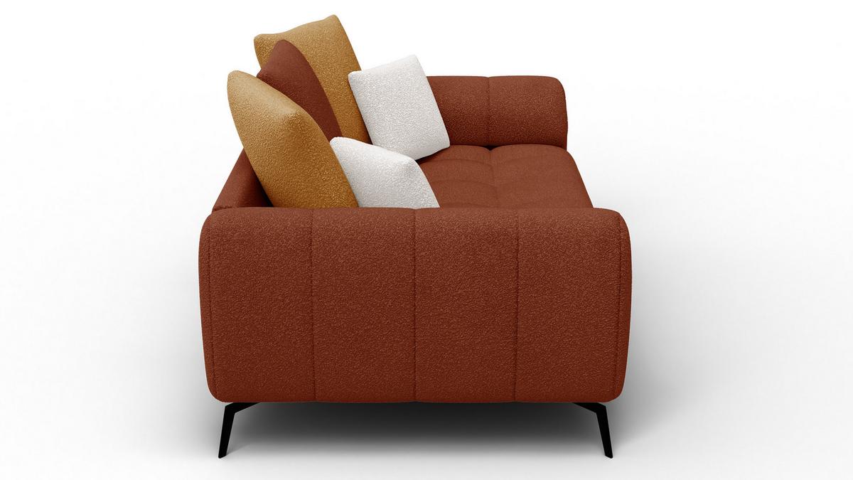 SOFA CALME 2,5-Sitzer, dunkelorange und écru - Dunkelorange/Schwarz, Holz/Textil (199/92/108cm) - Wozimo