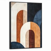 LEINWAND Bilder mit Rahmen - Abstrakt - Formen - Dunkelblau - 70x100 - Cognac, Textil (70/100cm) - MuchoWow