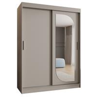 SCHIEBETÜRENSCHRANK mit Spiegel LUCY 200/150/62 2-türig - Kaschmir/Silberfarben, Holz (150/200/62cm) - MÖBEL KRYSPOL