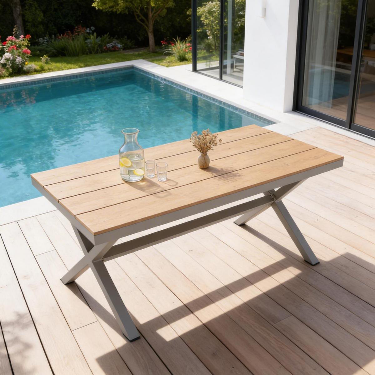 GARTENTISCH WINDY grau/braun - Braun/Grau, Metall (90/160/75cm) - IDIMEX