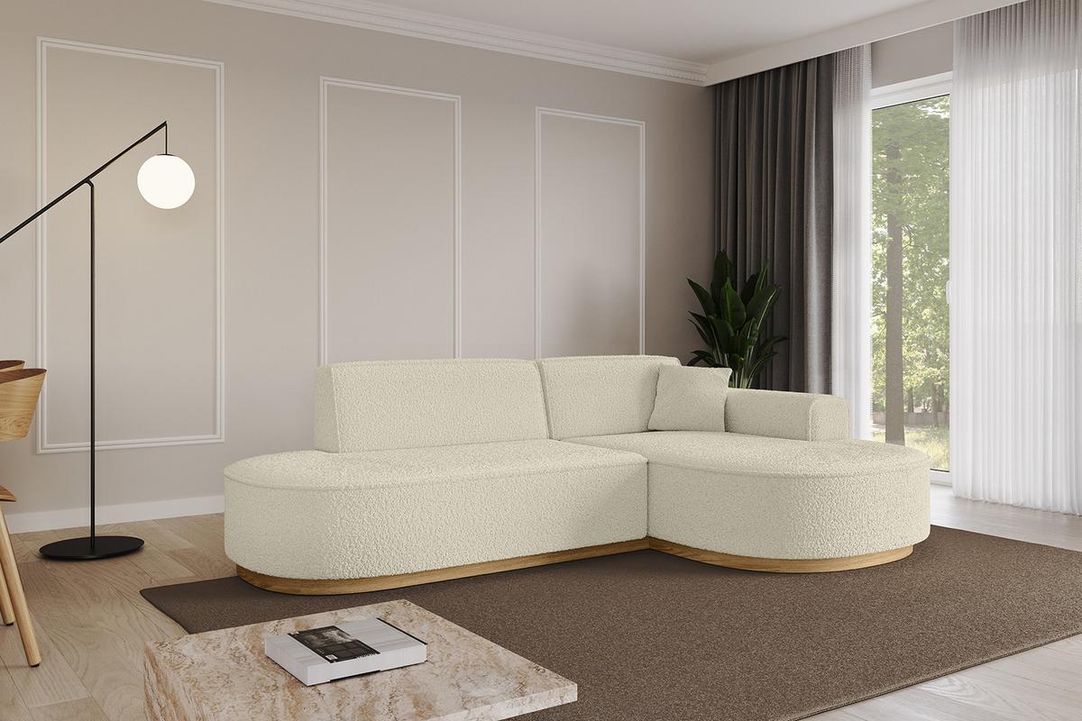 ECKSOFA Ottomane Rechts MARI-L1-v2 - 243x171x83 cm Beige Bouclé - Beige, Holzwerkstoff/Textil (171/243cm) - ALTDECOR