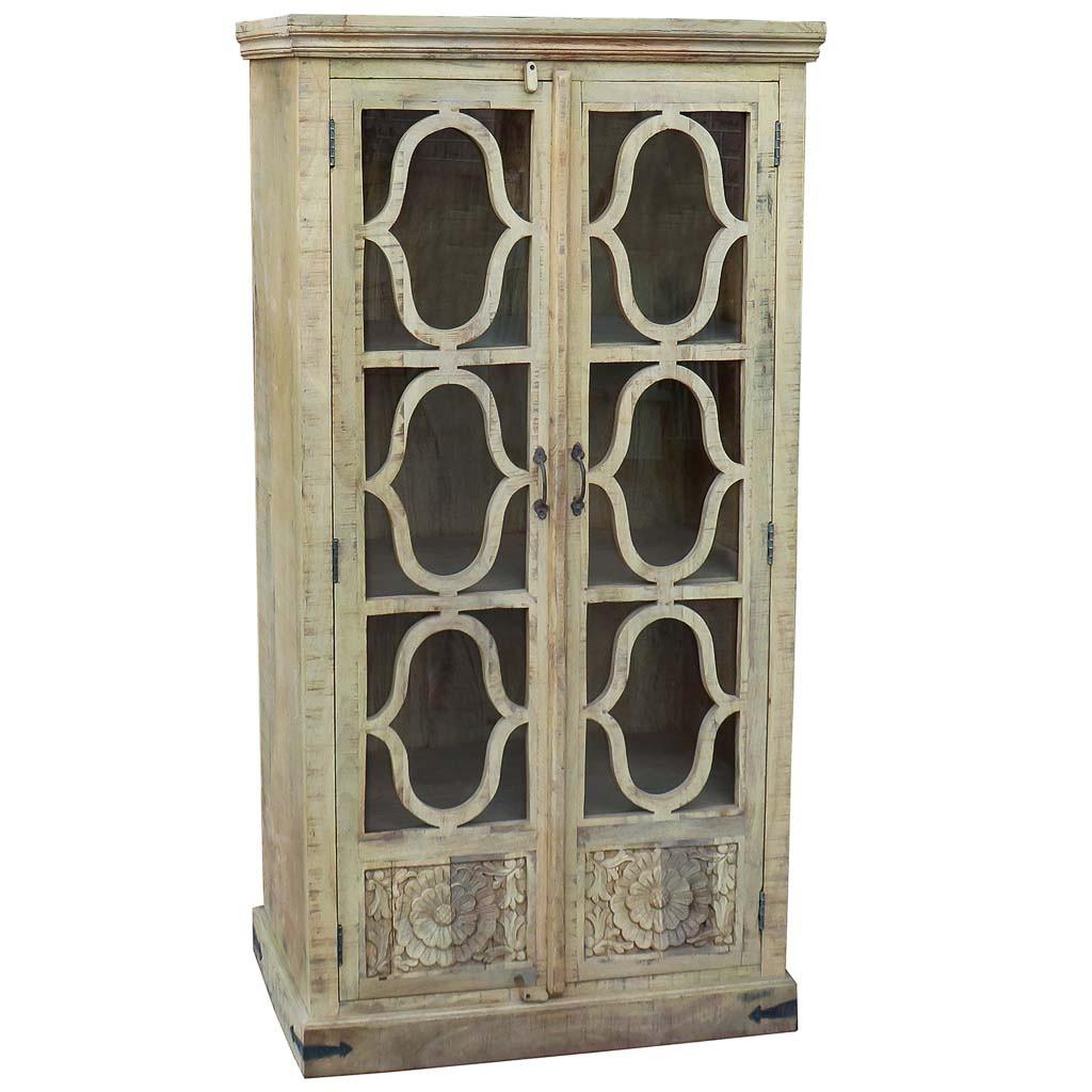 VITRINE aus Holz, weiß, 100x45x196cm - Beige, Holz (100/196/45cm) - Wanderlust