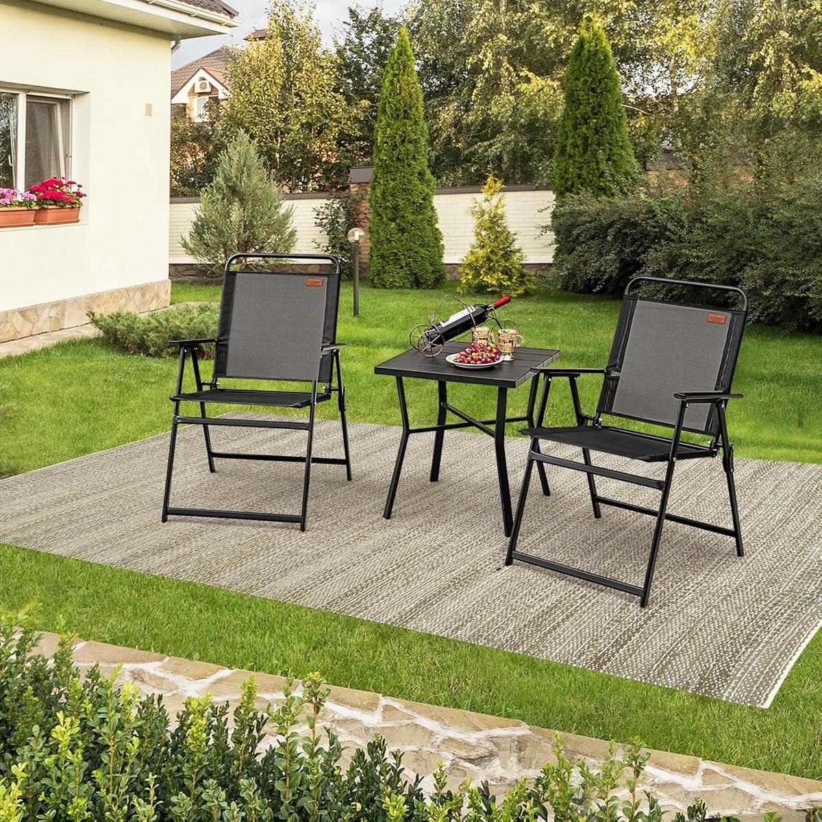 KLAPPSTUHL mit Armlehnen 4er-Set Schwarz - Schwarz, Metall (68/83/55cm) - COSTWAY