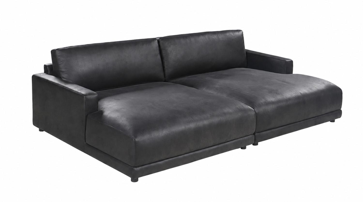 BIG SOFA MARLIN Schwarz Lederfaserstoff - Schwarz, Leder/Kunststoff (262/80/168cm) - KAWOLA