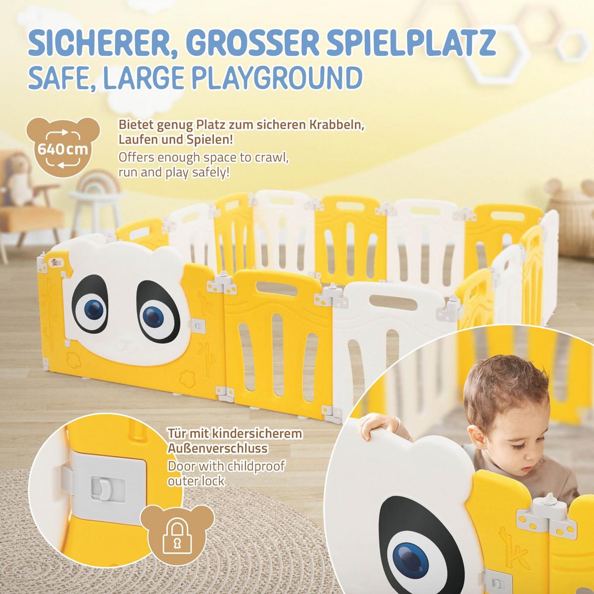 LAUFGITTER Baby faltbar 160 x 160 cm - Gelb, Kunststoff (160/53/160cm) - Joyz