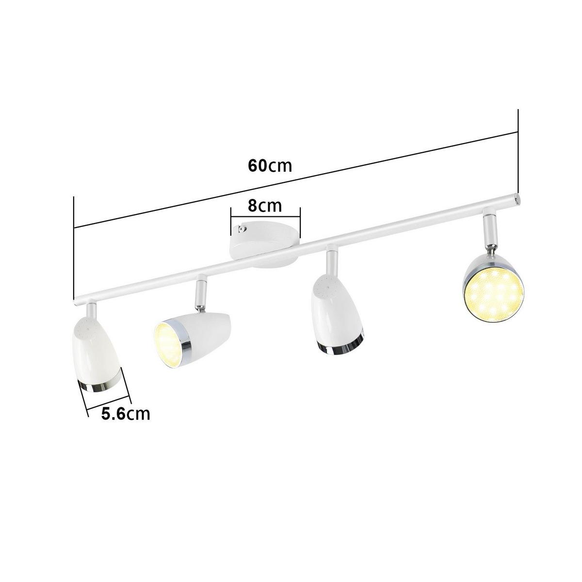 DECKENSTRAHLER Lichta 15.5/80/60 cm - Weiß, Kunststoff (60/15.5/80cm) - ZMH