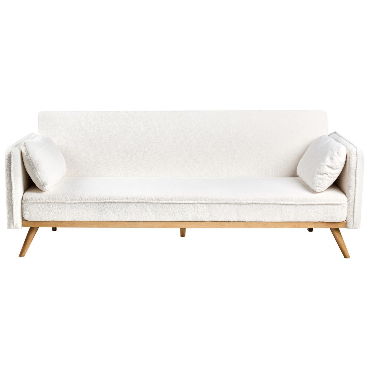 SCHLAFSOFA Bouclé Cremeweiß Asaa - Creme/Weiß, Textil (205/76/80cm) - Beliani