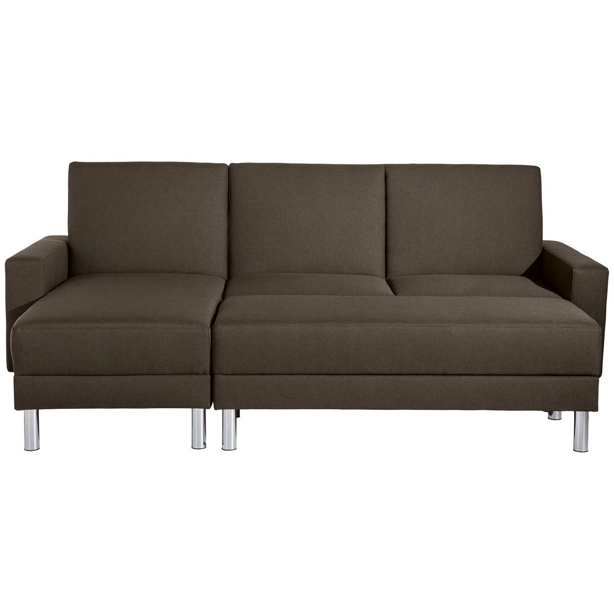 FUNKTIONSSOFA mit Hocker Katryna Flachgewebe braun - Braun, Kunststoff (144/92/230cm) - 58aufmkessel
