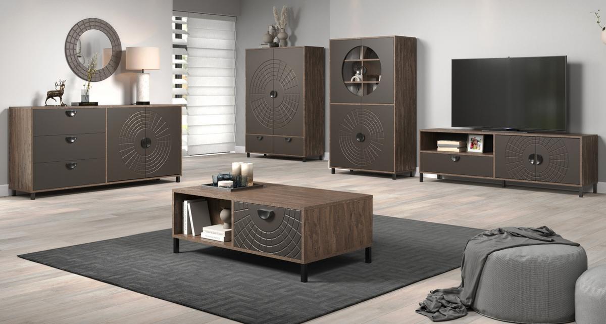 COUCHTISCH Bronze mit Rostoptik 110 cm, Beistelltisch mit Soft-Close - Rostfarben/Schwarz, Holzwerkstoff/Metall (60/110/37cm) - Top.Furn