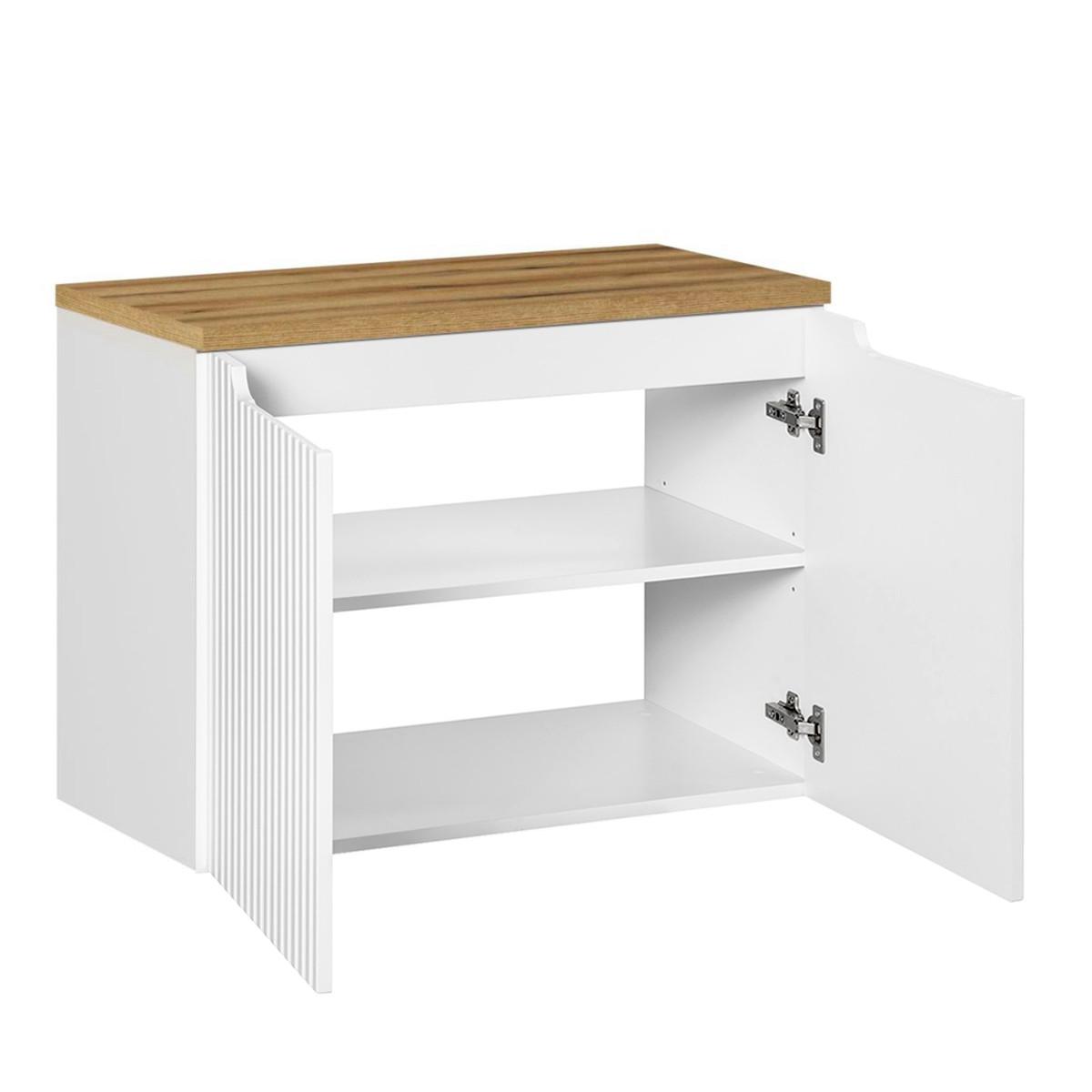WASCHTISCHUNTERSCHRANK 80cm Riva Weiß und Holz - Weiß, Holzwerkstoff (80/57/40cm) - Petits-meubles