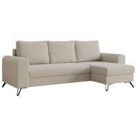 ECKSOFA Hugo Boucle Beige - Beige/Schwarz, Textil/Metall (242/140cm) - MKS