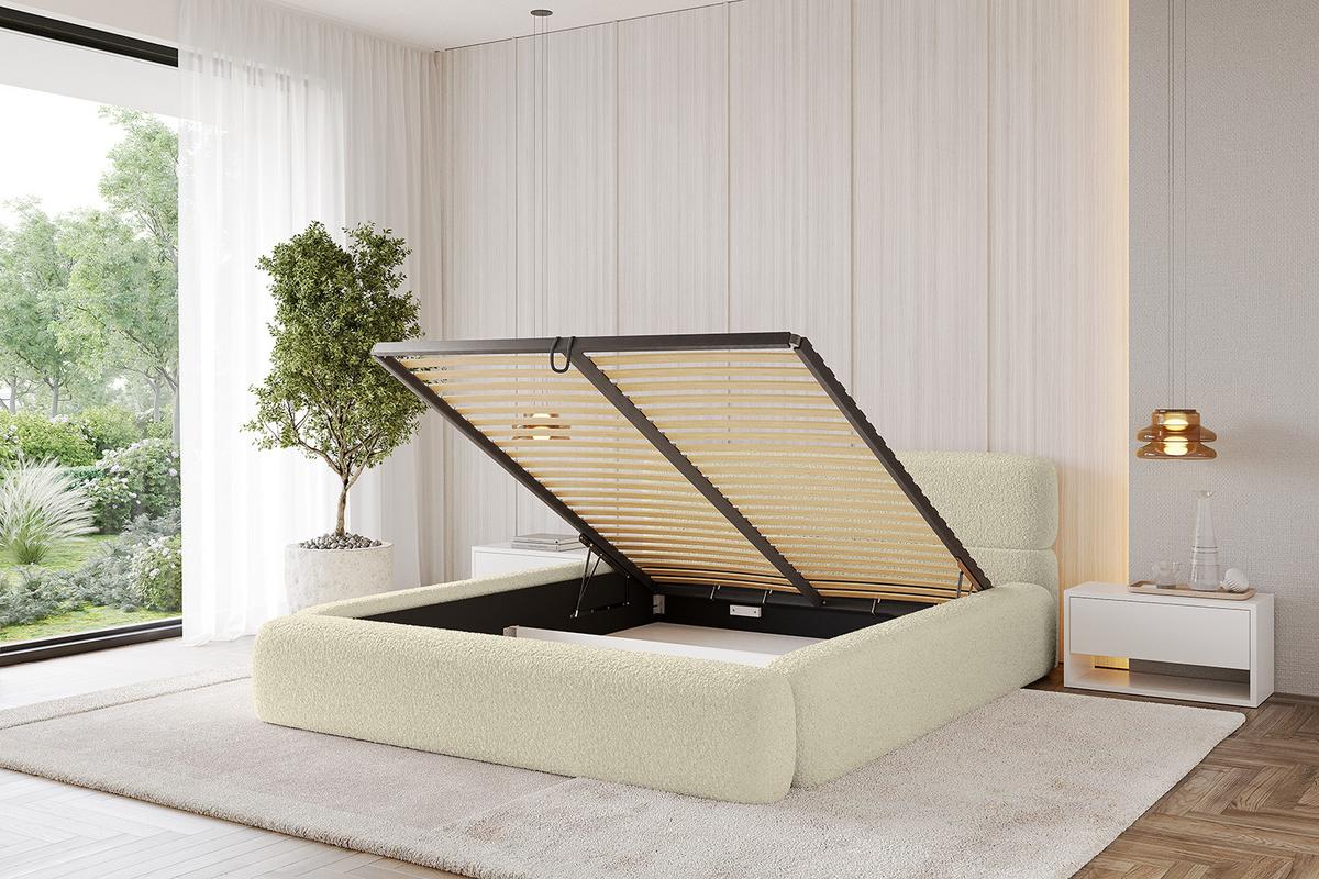POLSTERBETT mit Bettkasten und Lattenrost, Bett mit Matratze H3/H4 - ENORA-V1 180x200 Beige - Taupe, Holzwerkstoff/Textil (180/200cm) - ALTDECOR