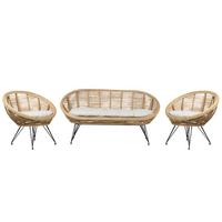 LOUNGE-SET 4-sitzer Rattan Natürlich Maratea - Naturfarben, Naturmaterialien - Beliani