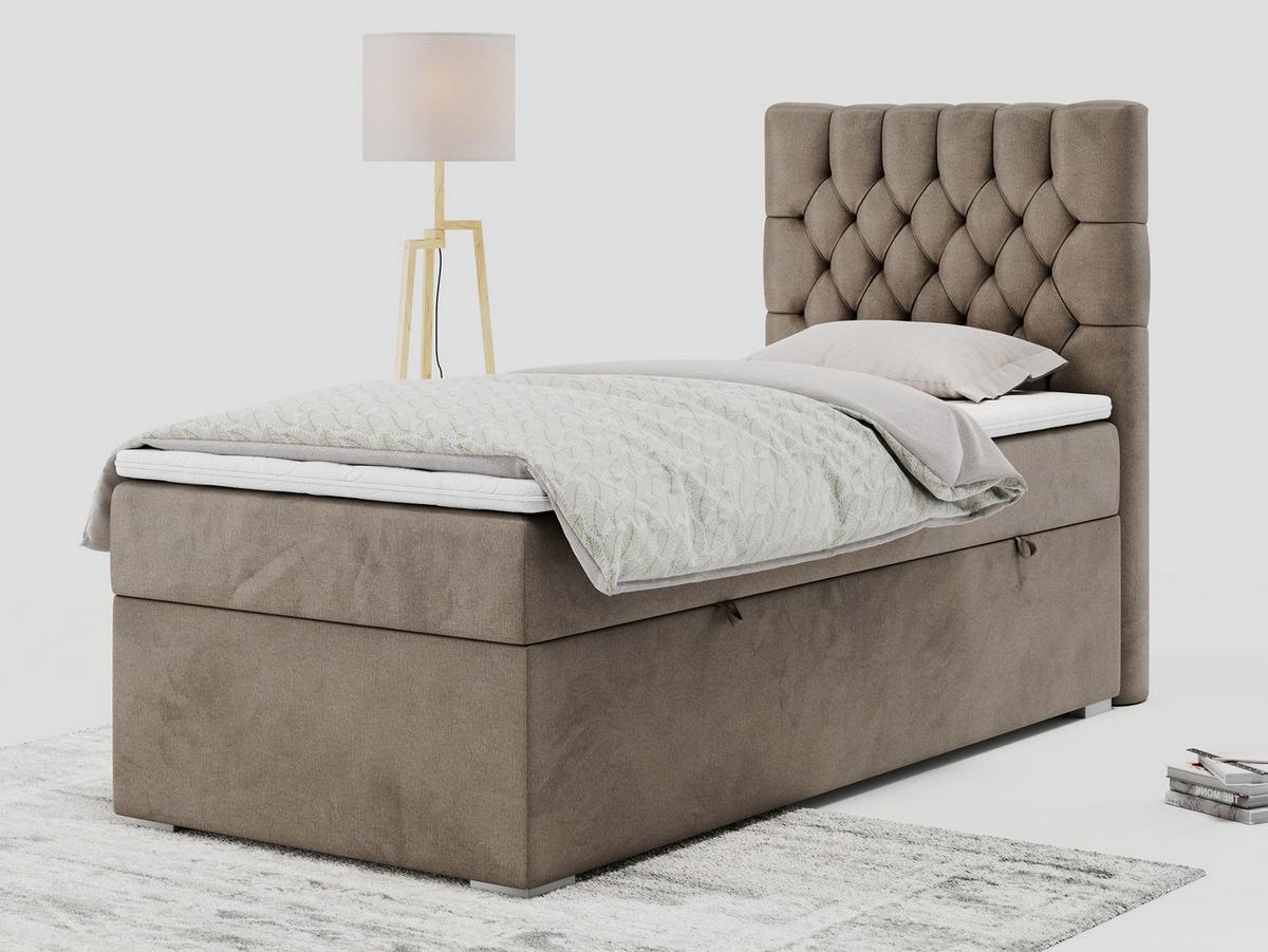 BOXBETT PERA 90/200 Braun Velvet - H4 - Rechts Seite - Braun, Holz/Textil (90/200cm) - MKS