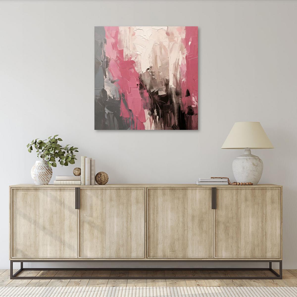 LEINWANDBILD Abstraktion Minimalismus Textur Rosa 40x40cm - Rosa, Textil (40/40cm) - Feeby