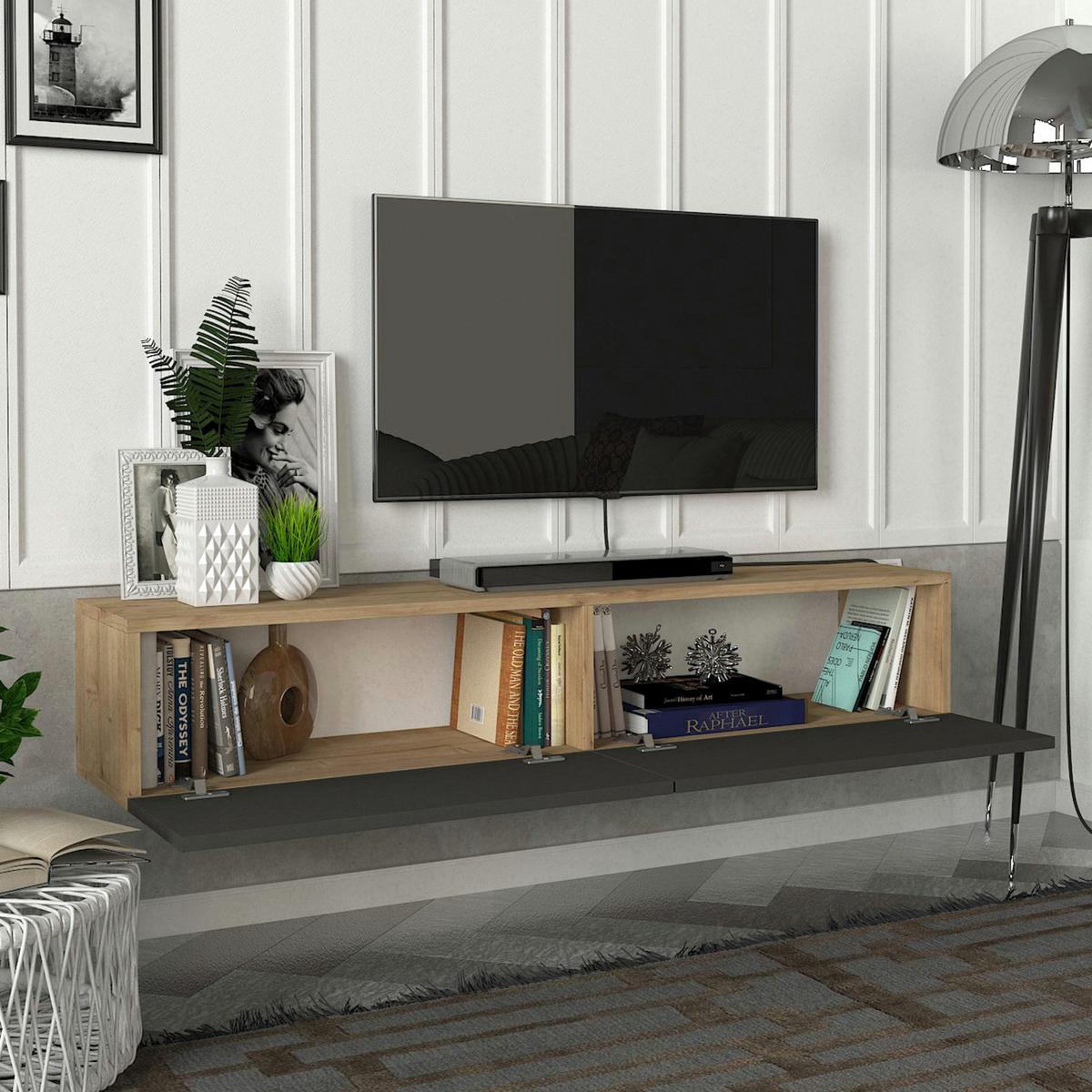 TV-ELEMENT Toivakka - Anthrazit, Holzwerkstoff (135/25/31cm) - [en.casa]