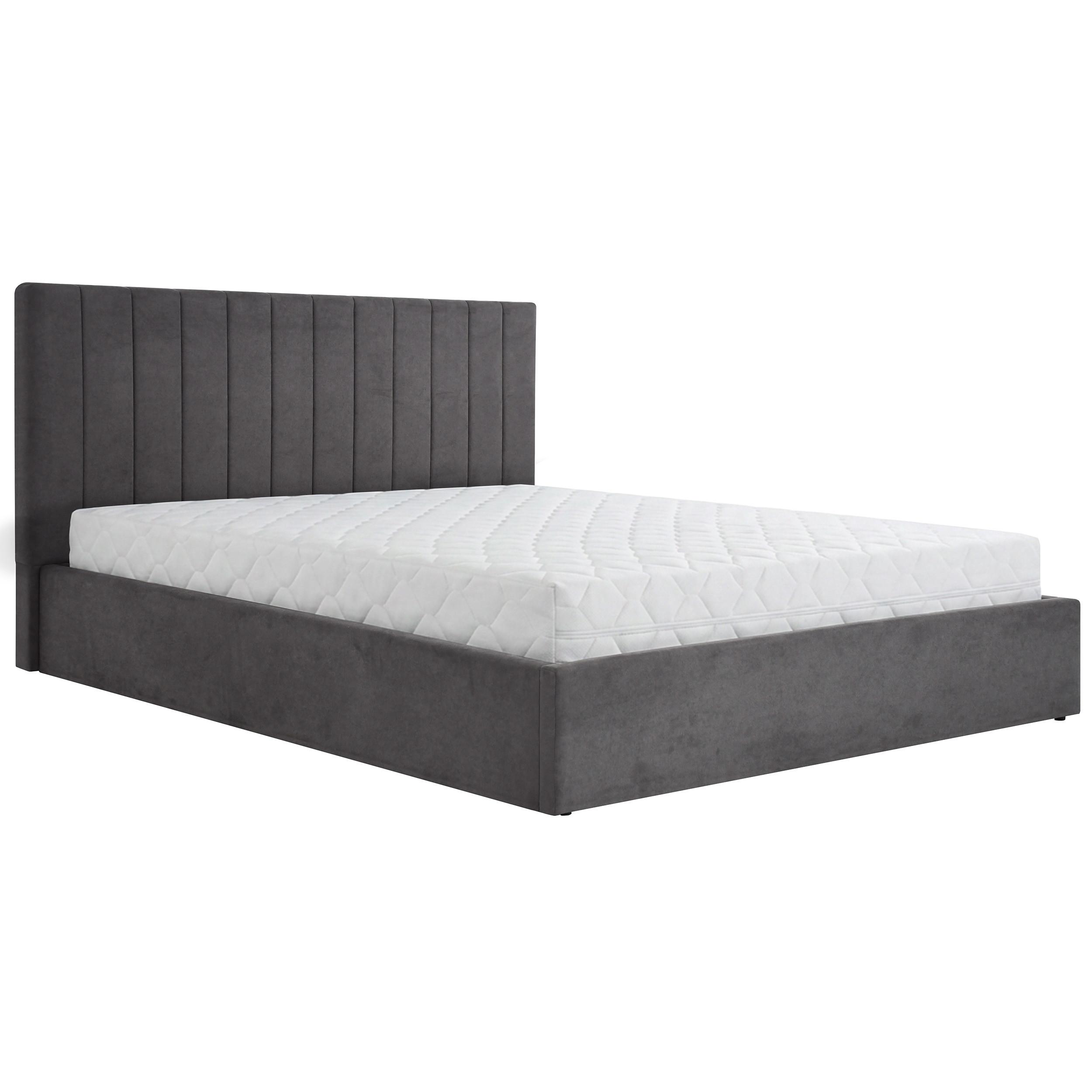 POLSTERBETT Melvio Doppelbett 180x200 cm mit Bettkasten und und Taschenfedernmatratze 26 cm, Dunkelgrau - Dunkelgrau, Textil (180/200cm) - Beautysofa
