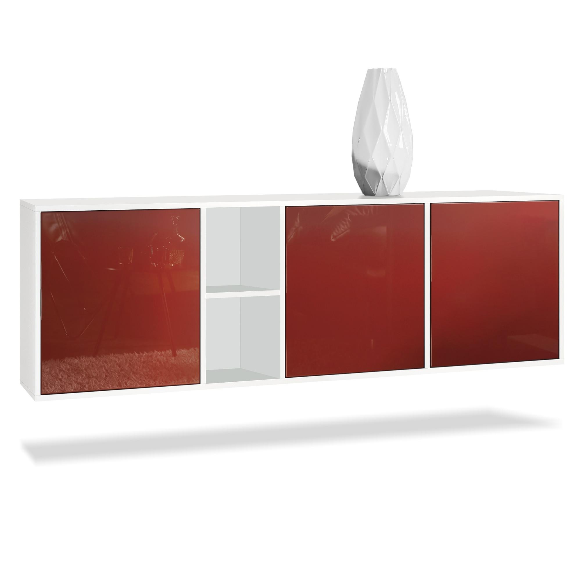 SIDEBOARD Cuba Türen in Bordeaux Hochglanz - Bordeaux, Holzwerkstoff (182/53/35cm) - Vladon