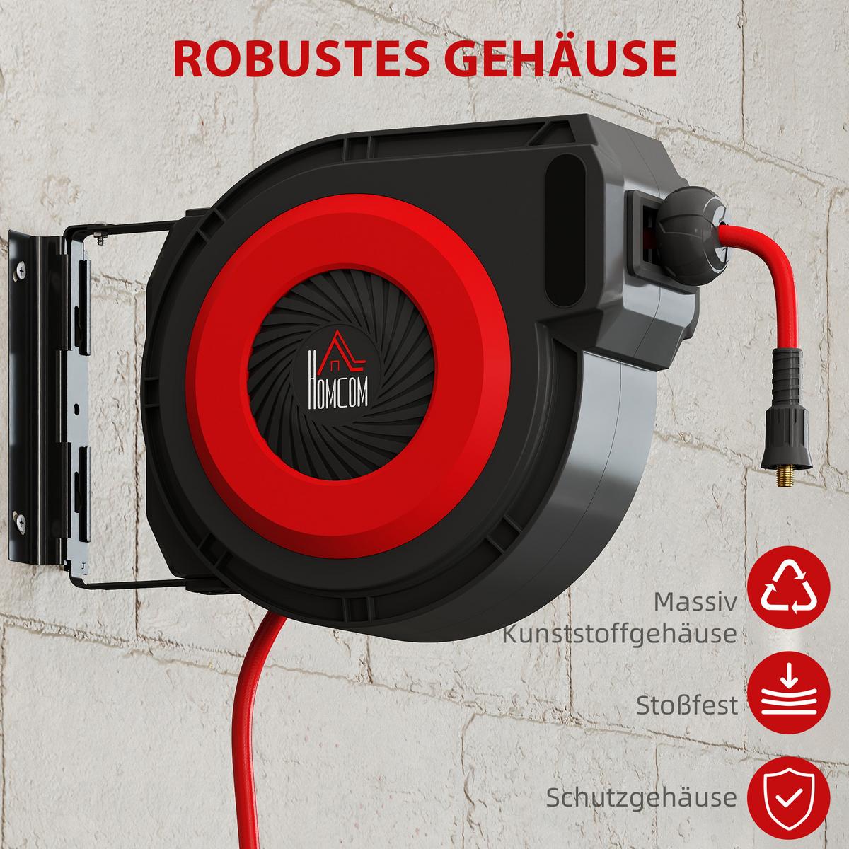 SCHLAUCHTROMMEL Kunststoff Schwarz Rot - Multicolor, Kunststoff (20/36/37cm) - HOMCOM