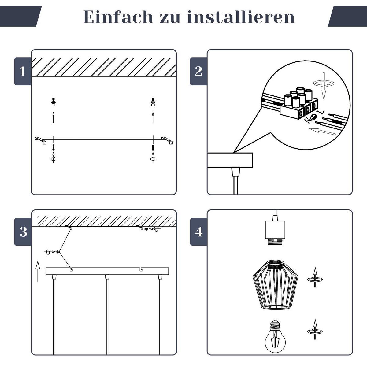 PENDELLEUCHTE Elara 173/57/12 cm - Schwarz, Metall (173/57/12cm) - ZMH