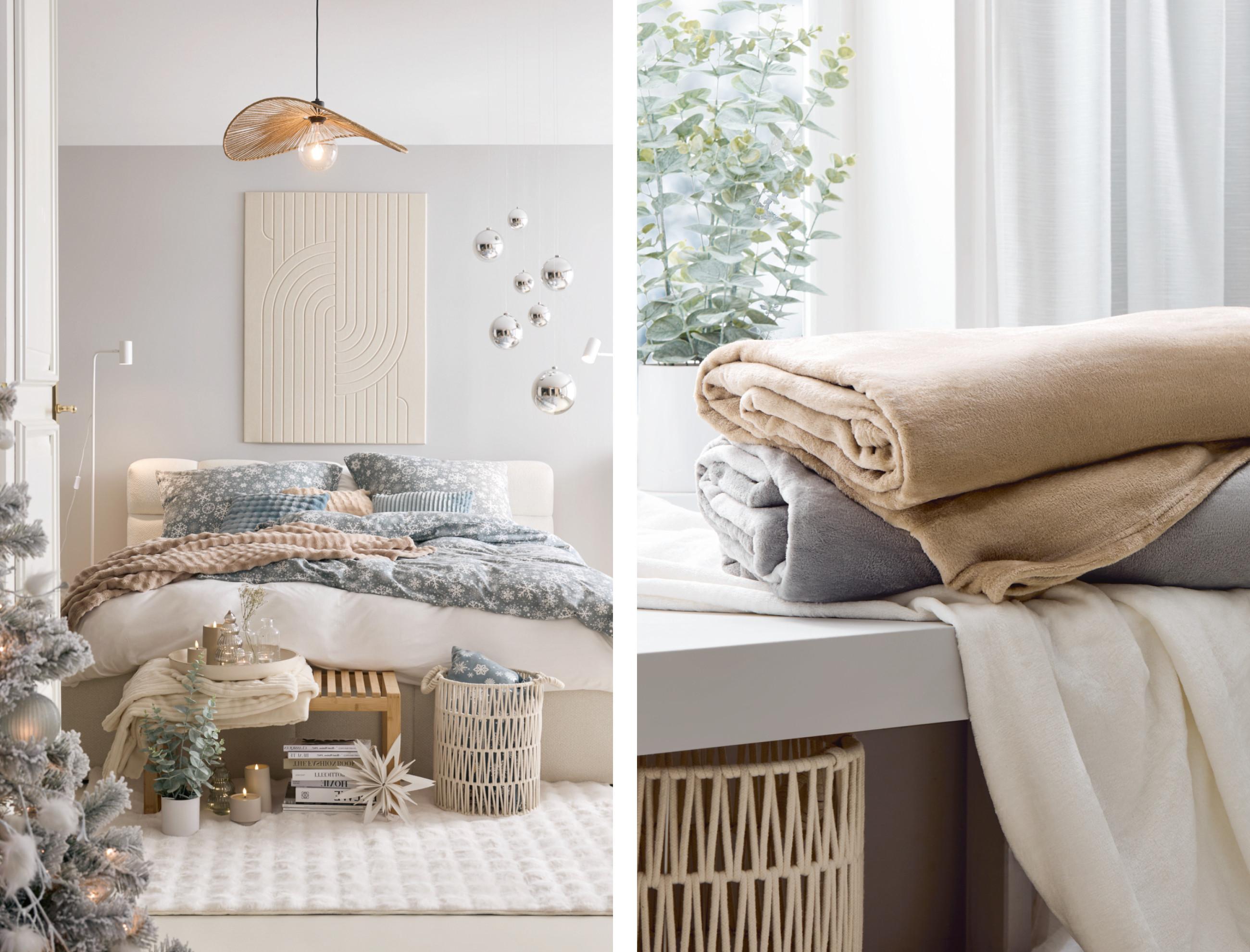 Frosty Winter Schlafzimmerdesign, Gemütlich und elegant in Blau & Silber