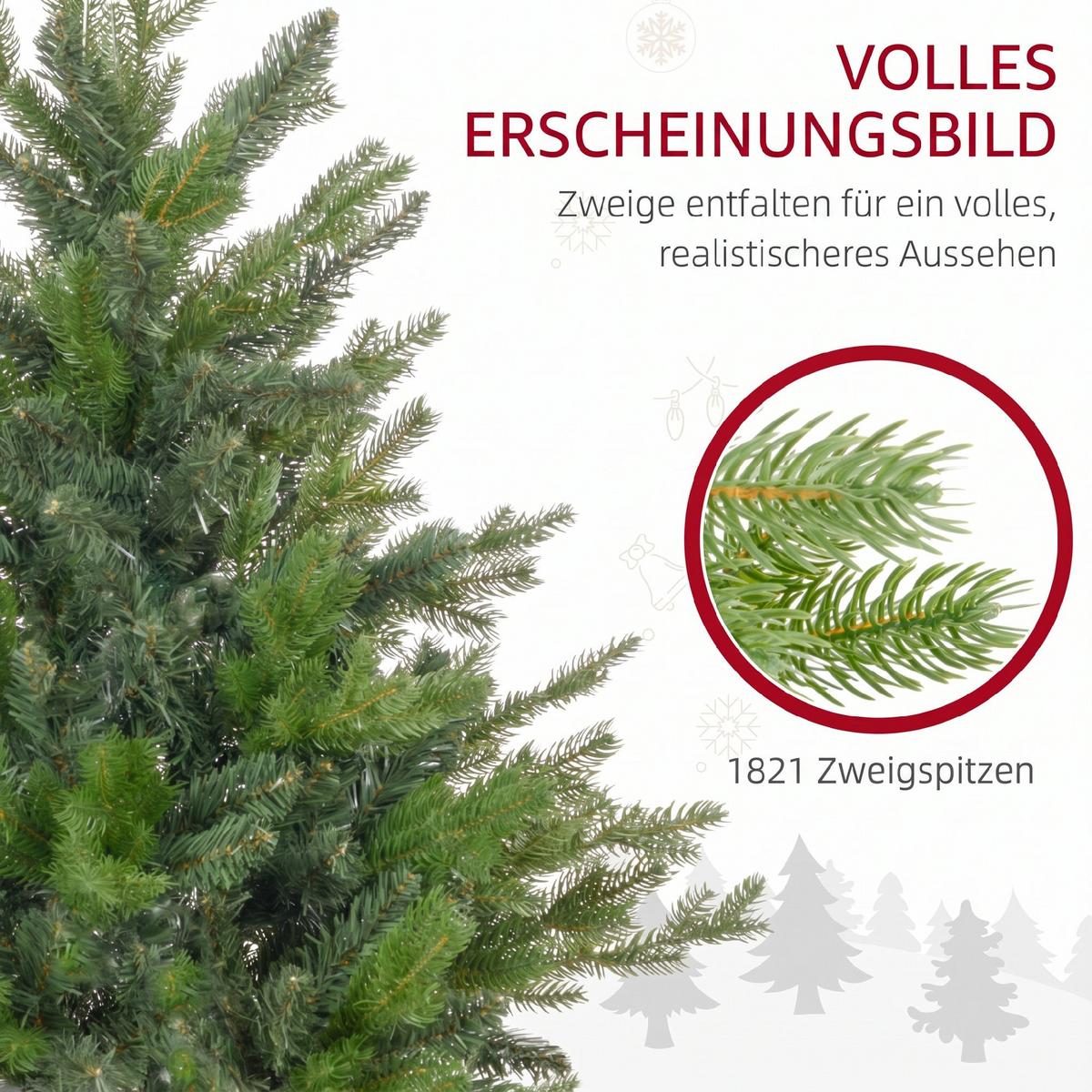 KÜNSTLICHER-WEIHNACHTSBAUM Kunststoff Metall Grün - Grün, Kunststoff (180cm) - HOMCOM
