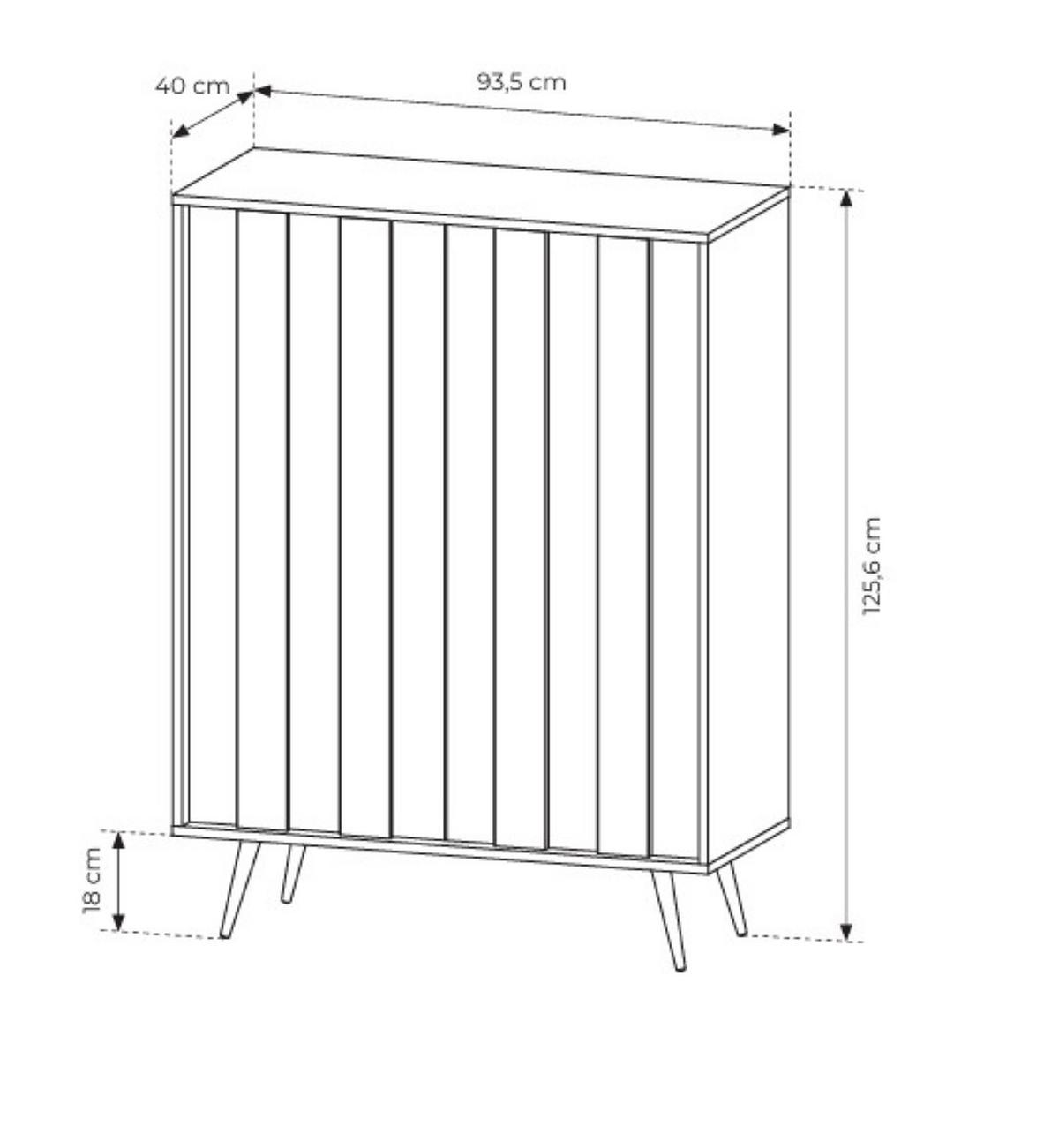 KOMMODE DAVANTI 93,5/125,6/40cm mit Schubladen 2 Türen Eichefarben - Eichefarben, Holzwerkstoff (93.5/125.6/40cm) - MASSENO