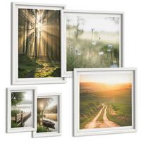 BILDER SET 5er Set - 50x50 cm & 20x30 cm & 40x60 cm Weißer Rahmen - Gemalte Zitruslandschaften - Weiß, Kunststoff (40/60cm) - TULUP