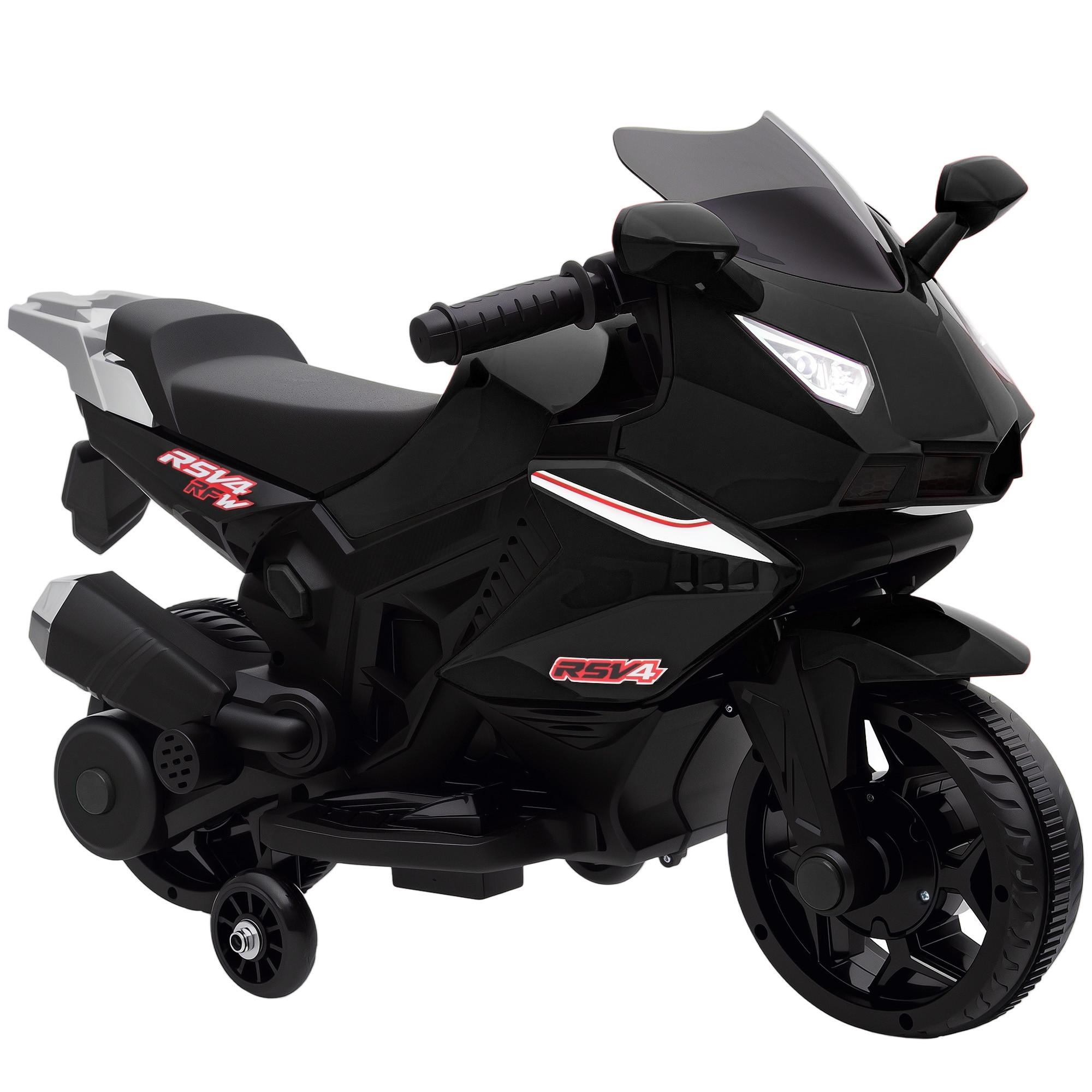 ELEKTRO-KINDERMOTORRAD mit USB Stützrädern und Musik, schwarz - Schwarz, Metall (75/36/49cm) - AIYAPLAY