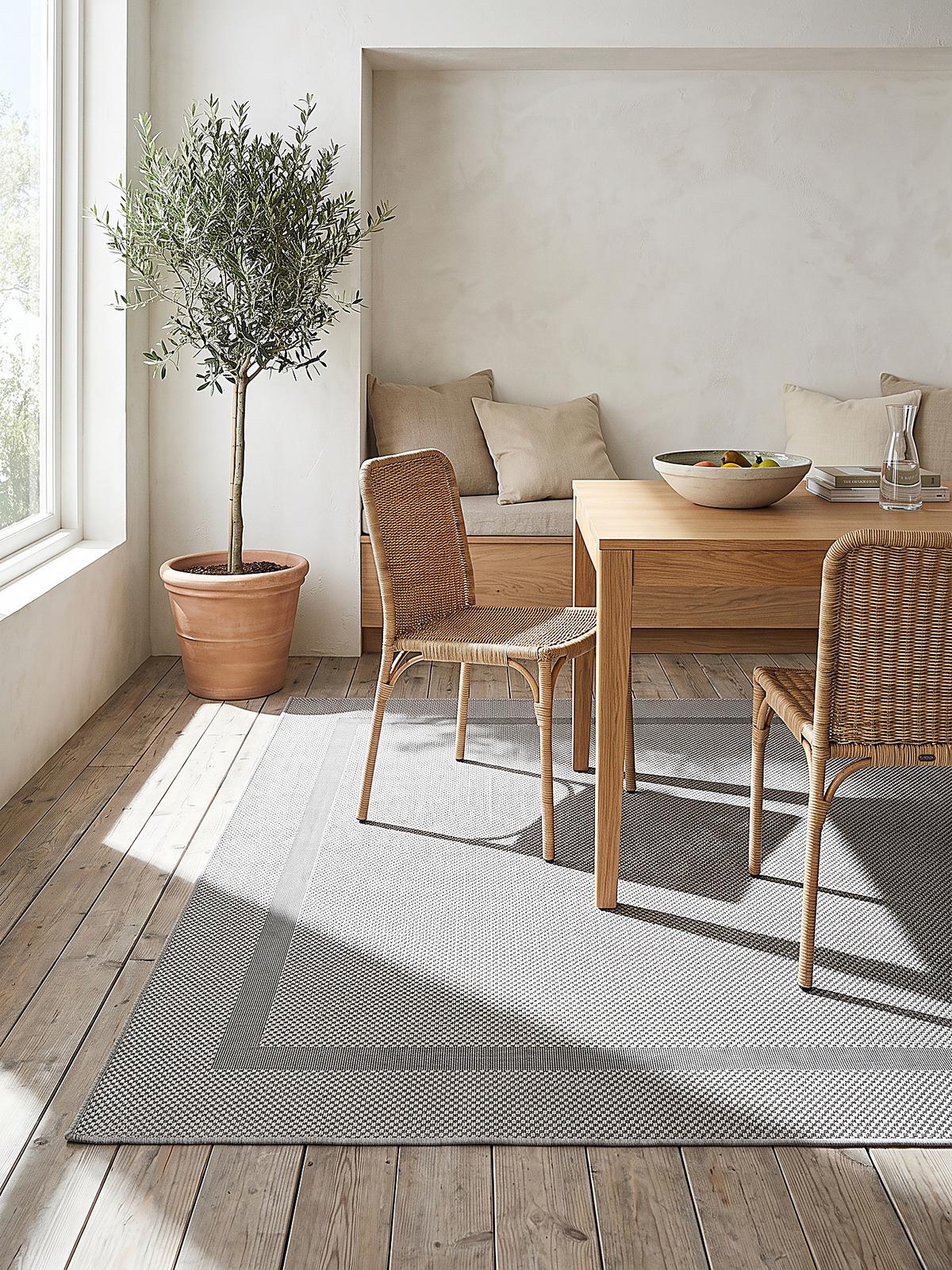 FLACHWEBTEPPICH Bordüre BORNO Polypropylen Grau 140 x 200 cm - Grau, Textil (140/200cm) - KADIMA DESIGN