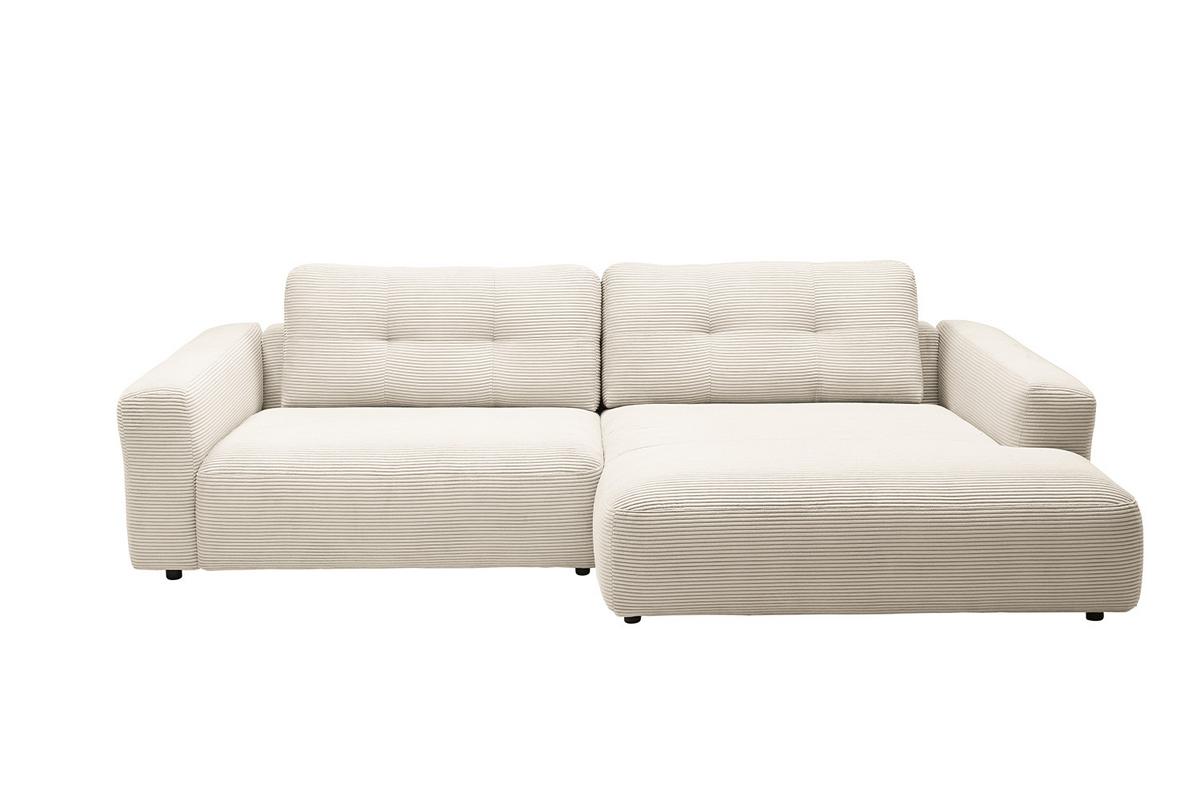 ECKSOFA XL MIKA Cremeweiß Cord - Creme/Schwarz, Kunststoff/Textil (296/167cm) - KAWOLA