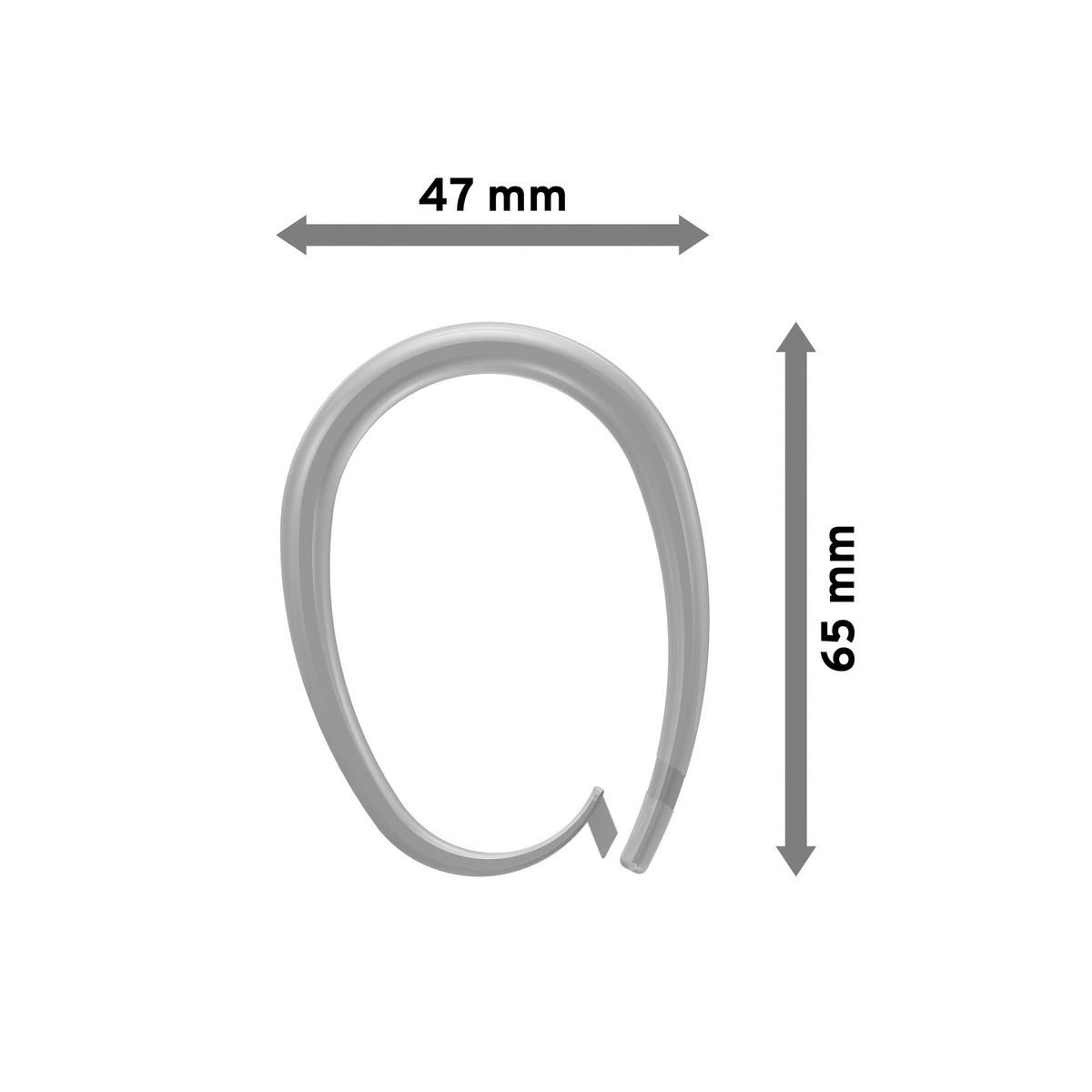DUSCHVORHANGRINGE verschließbar 65/49 mm für Duschvorhangstange / Spannstange, Glasklar, Packung 10 Stück - Transparent, Kunststoff (35cm) - INTERDECO