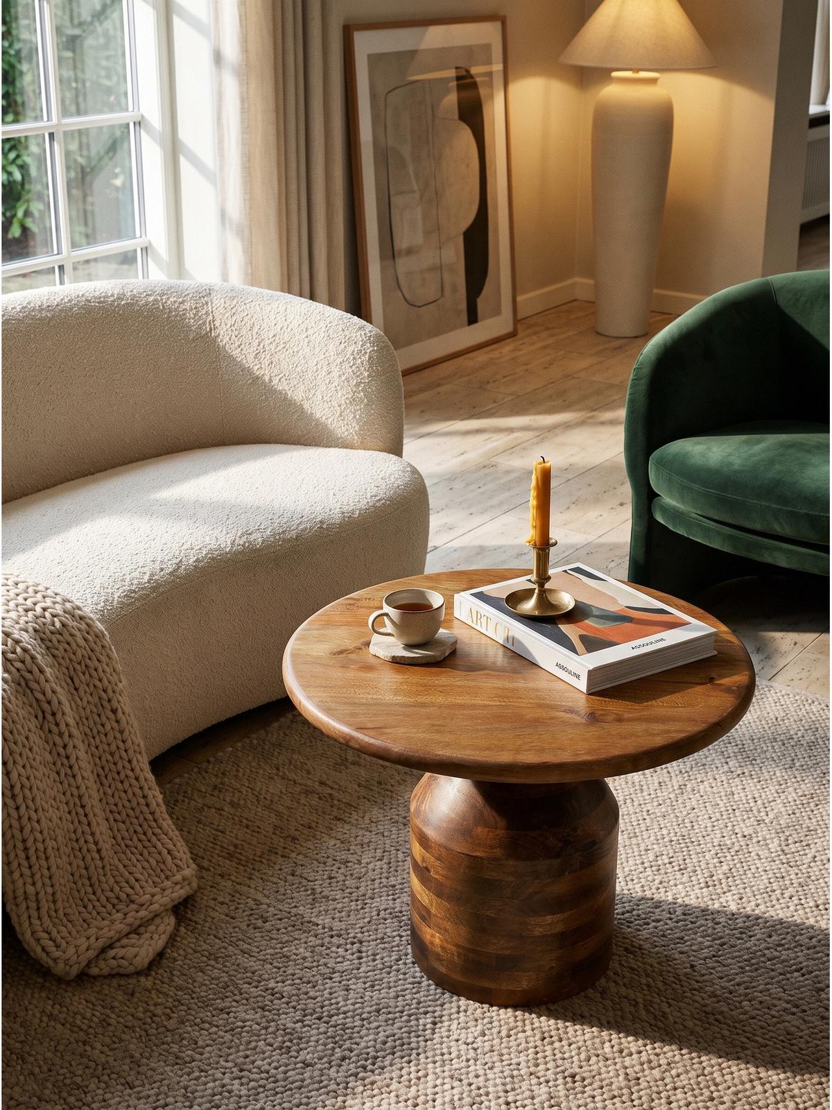 COUCHTISCH ATRANI, Mango Massivholz, Ø 60 x 41,5 cm - Braun, Mangoholz/Holz (60/60/41.5cm) - KADIMA DESIGN
