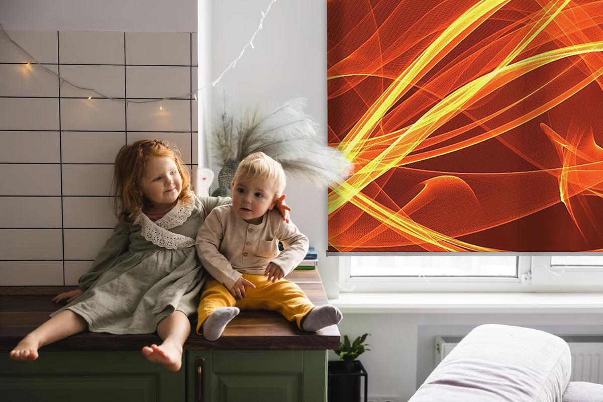 INNENROLLO - Fensterrollo - Rollo - 100x100 cm - Orange Abstraktion - Orange, Kunststoff (100/100/0.5cm) - TULUP