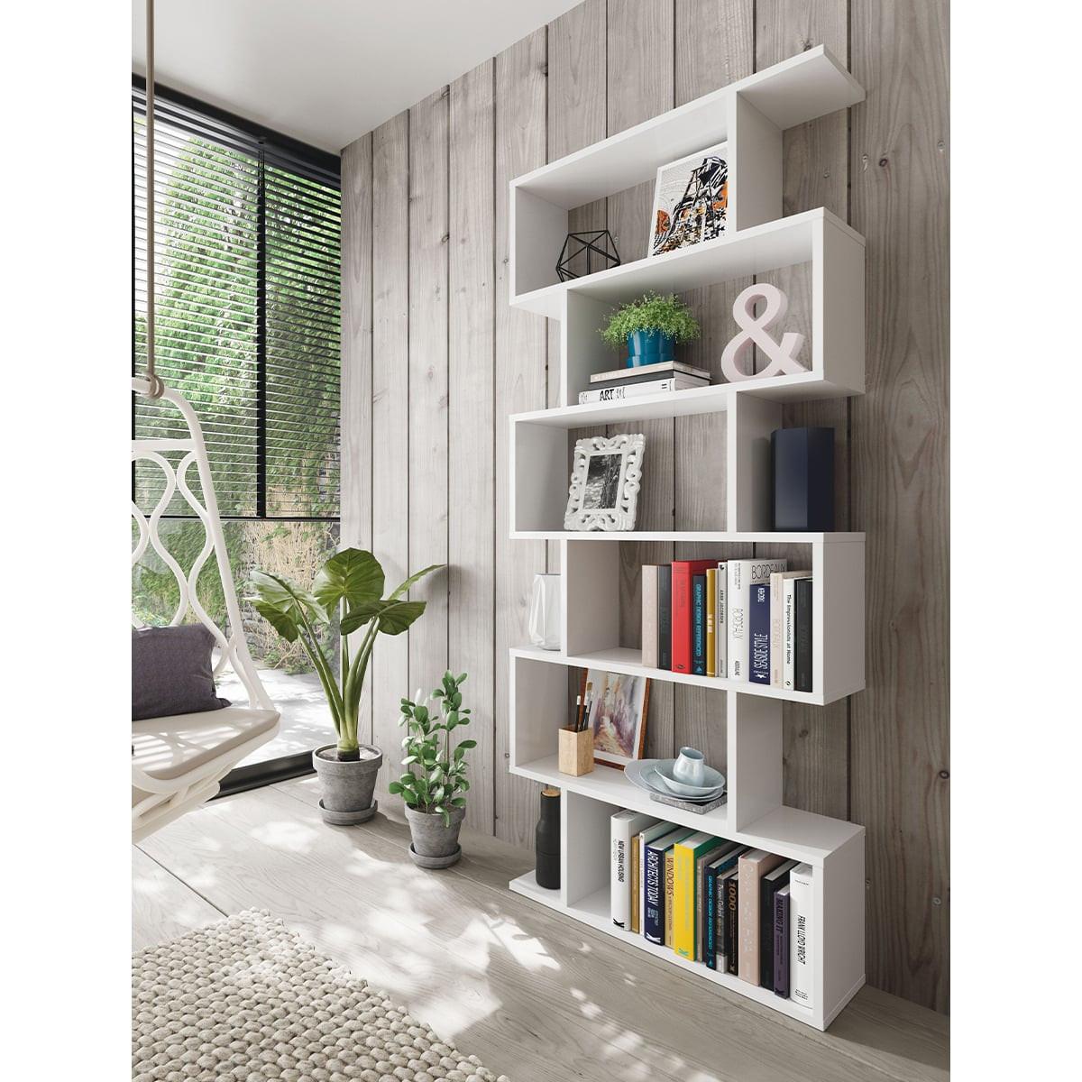 BÜCHERREGAL mit 6 Ebenen H192 cm - Athena - Weiß, Holzwerkstoff (24/192/8cm) - Calicosy