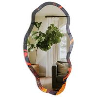 SPIEGEL 90x45 cm asymmetrisch mit Druck - Feurige Abstraktion - Transparent, Glas (45/90/0.4cm) - TULUP