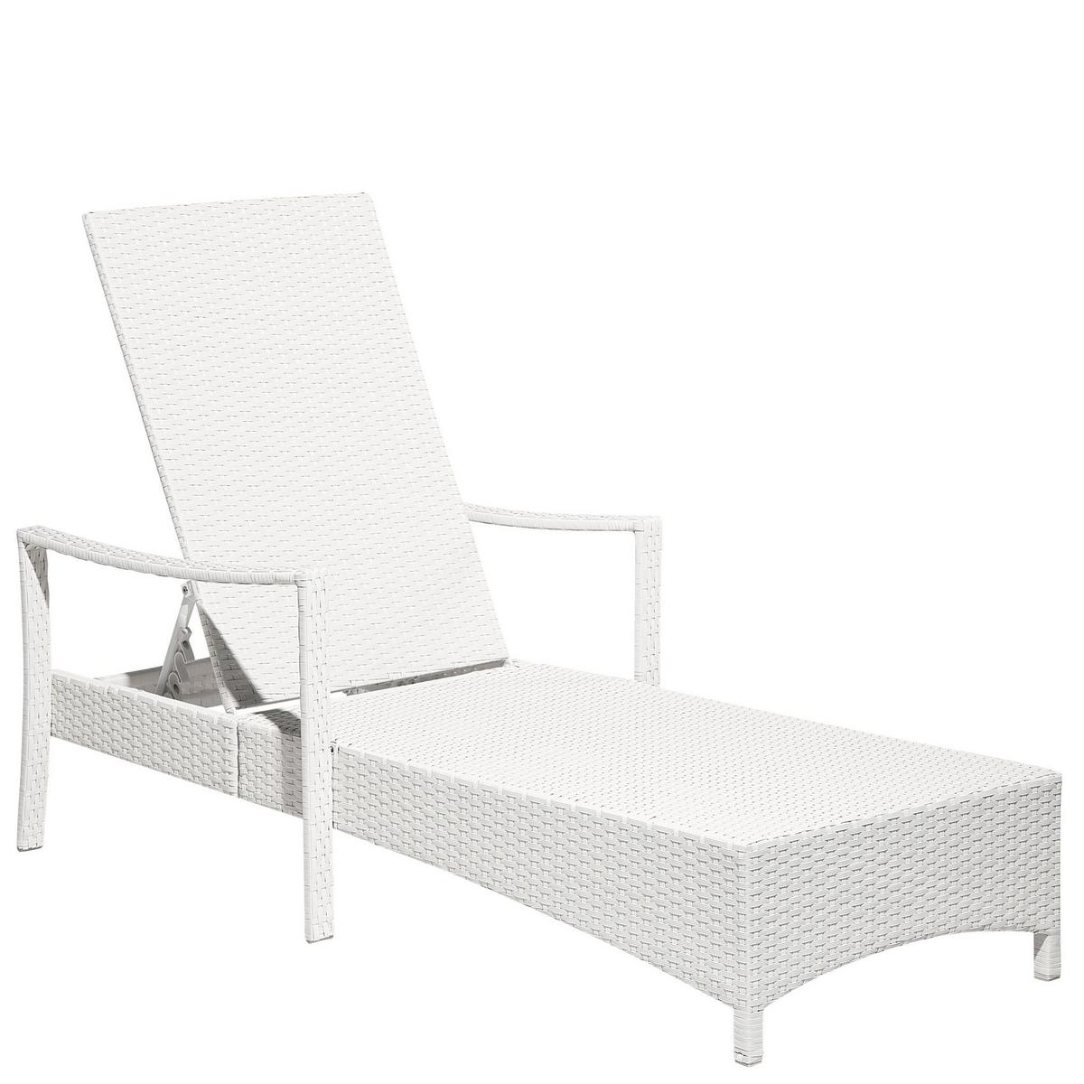 GARTENLIEGE weiß/gruau Vasto - Weiß/Grau, Kunststoff (63/96/158cm) - Beliani