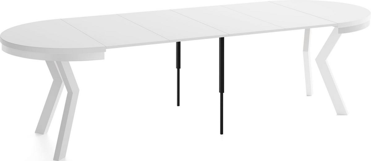 ESSTISCH Savio Weiß Neo rund ausziehbar verlängerbar XXL, Weiß 100-300/100/77 cm - Weiß, Holz/Holzwerkstoff (100/300/77cm) - WFL GROUP