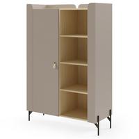 BÜCHERREGAL Sorella mit 1-türig, 3 offenen Regalböden, 100 cm, Porcini + Eiche Mavelie - Eichefarben/Cappuccino, Leder/Holzwerkstoff (100/151/51cm) - Beautysofa