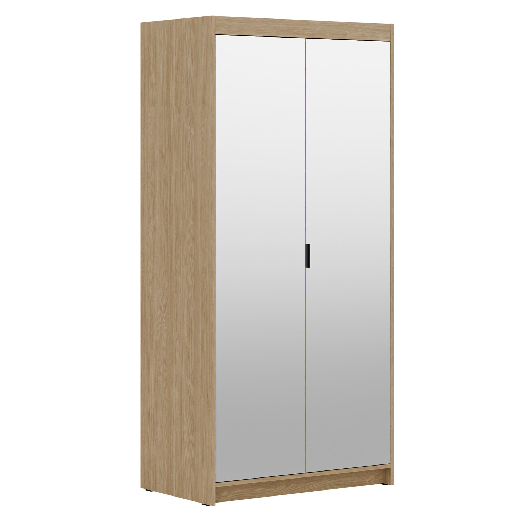 DREHTÜRENSCHRANK Elena mit 2 Türen und 2 Spiegel, 90 cm, Eiche Geölt - Eichefarben, Holzwerkstoff (90/190/53cm) - Beautysofa