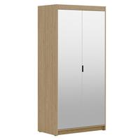DREHTÜRENSCHRANK Elena mit 2 Türen und 2 Spiegel, 90 cm, Eiche Geölt - Eichefarben, Holzwerkstoff (90/190/53cm) - Beautysofa