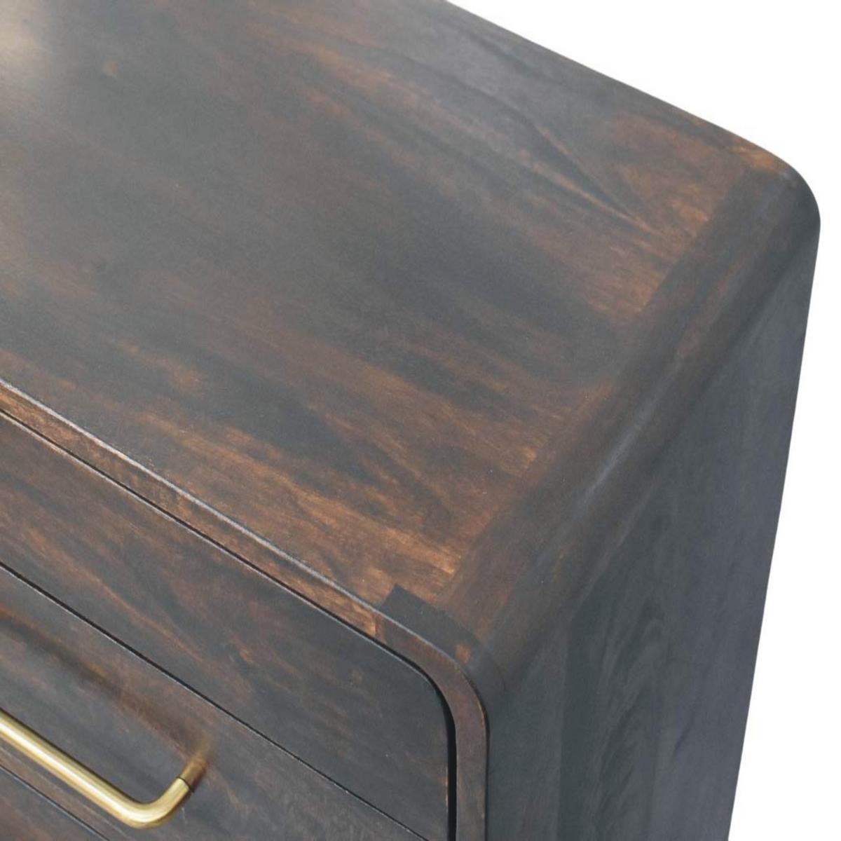 KOMMODE mit edlem Samtbezug in Mokka-Finish, 6 Schubladen, dunkelbraun. - Dunkelbraun, Holz (130/85/35cm) - Artisan Furniture