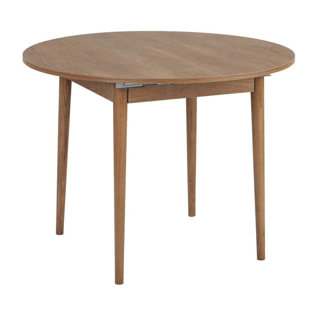 ESSTISCH ausziehbarer von 100 bis 131 cm mit runder Tischplatte 100/100/75 cm - Eichefarben, Holzwerkstoff (111/100/75cm) - Calicosy
