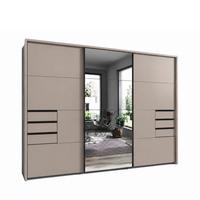 SCHWEBETÜRENSCHRANK 3-türig B273/H213/T64 cm, Sandgrau/Spiegel, Passepartout-Kleiderschrank mit Schubladen & Vollausstattung / 22621 - Sandfarben/Ecru, Holzwerkstoff/Metall (273/213/64cm) - luma-home