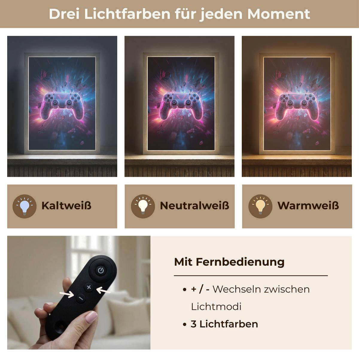 WANDLEUCHTE MIT AKKU Controller - Neon - Explosion - Abstrakt 30x40 cm - Violett, Holzwerkstoff (30/40/8cm) - OnlyWow