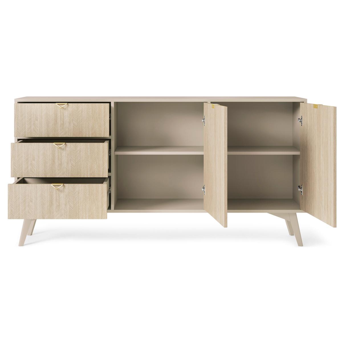 SIDEBOARD FORESTA 158/80/38 cm mit 3 Schubladen 2 Türen Beige - Beige/Kieferfarben, Holzwerkstoff (158/80/38cm) - MASSENO