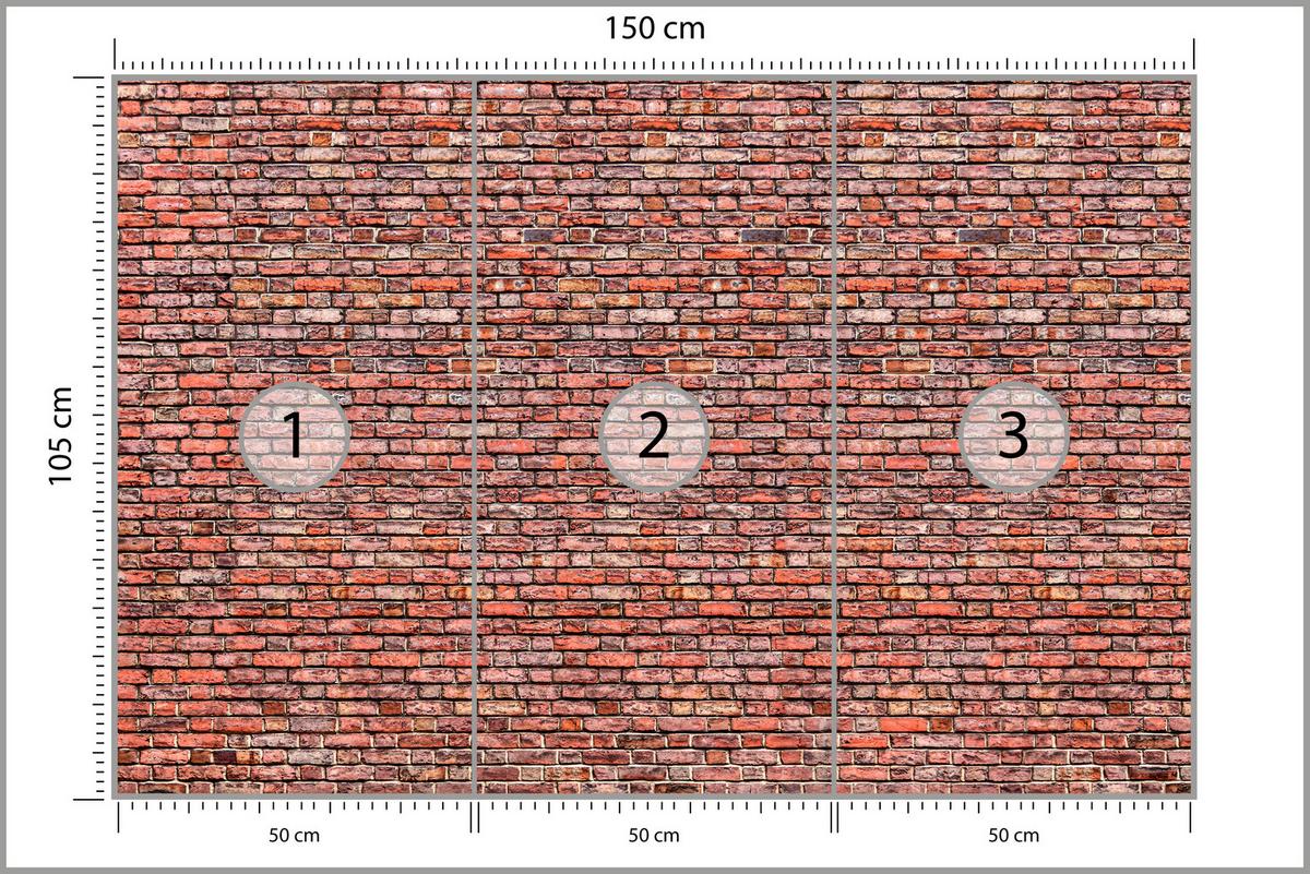 FOTOTAPETE für Wohnzimmer Alter Ziegelstein Roter Wand Rustikal 150x105 - Rot/Orange, Papier (150/105cm) - Muralo