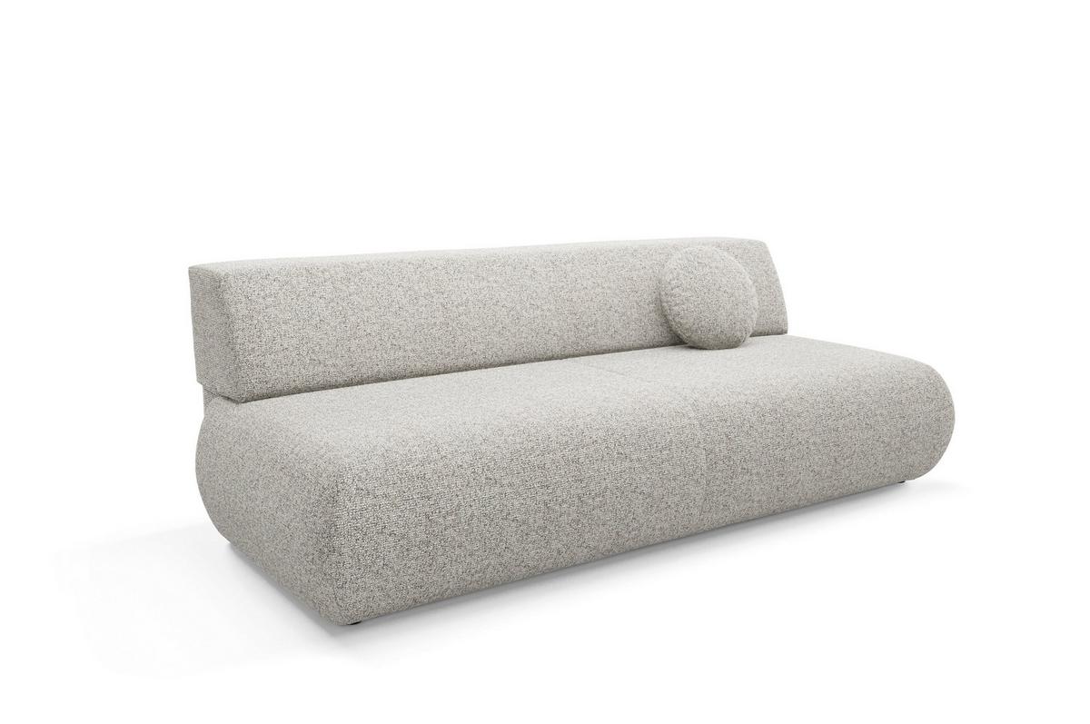 BETTSOFA DELTA Hellgrau Geflochtener Stoff mit Schlaffunktion - Hellgrau, Holz (214/74/100cm) - MASSENO